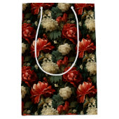 Elegantes Weihnachtsrot & Creme Vintag Mittlere Geschenktüte (Vorderseite)