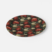 Elegantes Weihnachtsrot & Creme Vintag Pappteller (Schrägansicht)