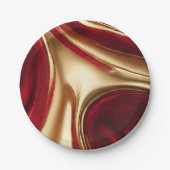 Elegantes Weihnachtsrot und Gold- Pappteller (Vorderseite)