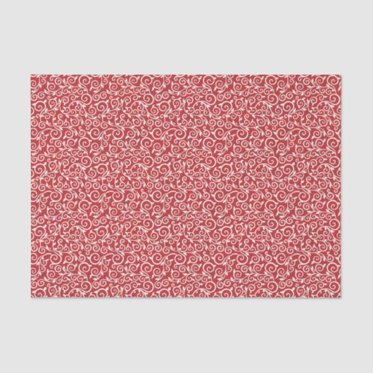 Elegantes Weihnachtsrot und weißer Damaskus Dekoup Seidenpapier (Vorderseite)