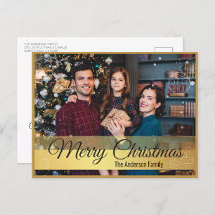 Elegantes Weihnachtsschmuck Gold Frame Foto Feiertagspostkarte