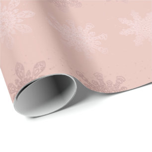 Elegantes Weihnachtsschneeflocke-Rosen-Goldmuster Geschenkpapier