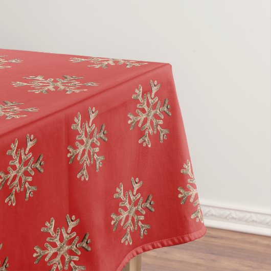 Elegantes Weihnachtsschneeflocke-Rot und GoldChic Tischdecke (Beispiel)
