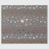 Elegantes Weihnachtsschneeflockemuster-Rosengold Geschenkpapier (Flach)