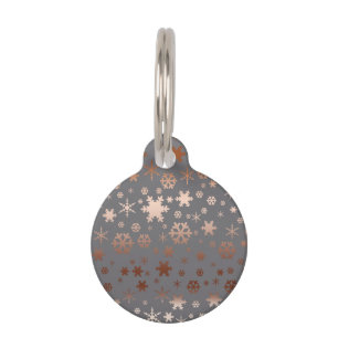 Elegantes Weihnachtsschneeflockemuster-Rosengold Tiermarke
