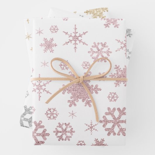 Elegantes Weihnachtsschneeflockenmuster Geschenkpapier Set (Beispiel)