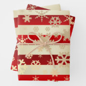 Elegantes Weihnachtsschneeflockenmuster gestreift Geschenkpapier Set (Beispiel)