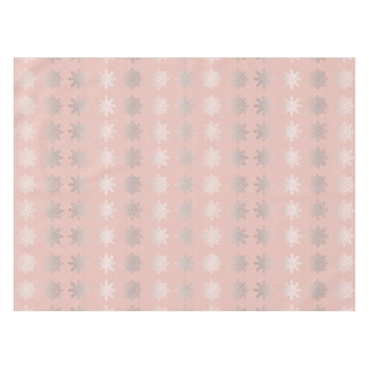 Elegantes Weihnachtsschneeflockesilber-Rosengold Tischdecke (Vorderseite (Horizontal))