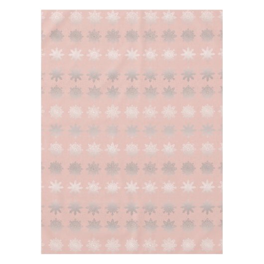 Elegantes Weihnachtsschneeflockesilber-Rosengold Tischdecke (Vorderseite)