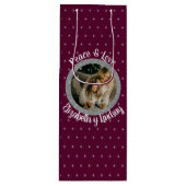Elegantes Weihnachtsstars Foto & Name Dunkler Wein Geschenktüte Für Weinflaschen (Vorderseite)