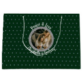 Elegantes Weihnachtsstars Foto & Name Grün Große Geschenktüte (Vorderseite)