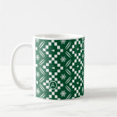 Elegantes Weihnachtsswitzer Nahtloses Grünes Muste Kaffeetasse (Links)