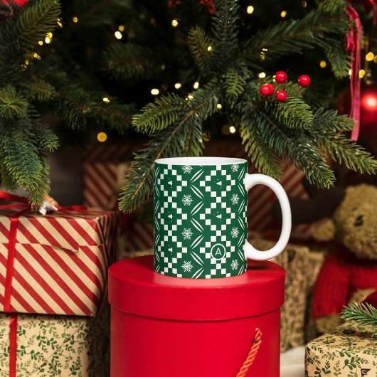 Elegantes Weihnachtsswitzer Nahtloses Grünes Muste Kaffeetasse