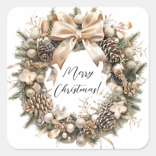 Elegantes Weihnachtswasser Botanisch Quadratischer Aufkleber (Vorderseite)