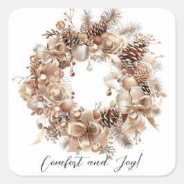 Elegantes Weihnachtswasser Botanisch Quadratischer Aufkleber