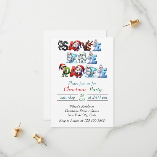 Elegantes Weihnachtswasser Botanisch Save The Date (Vorderseite/Rückseite Beispiel)