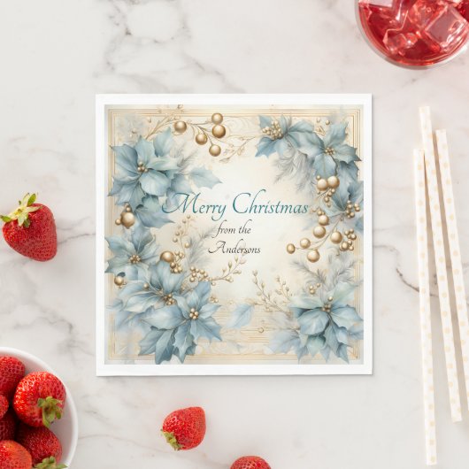 Elegantes Weihnachtswasser Botanisch Serviette (Beispiel)