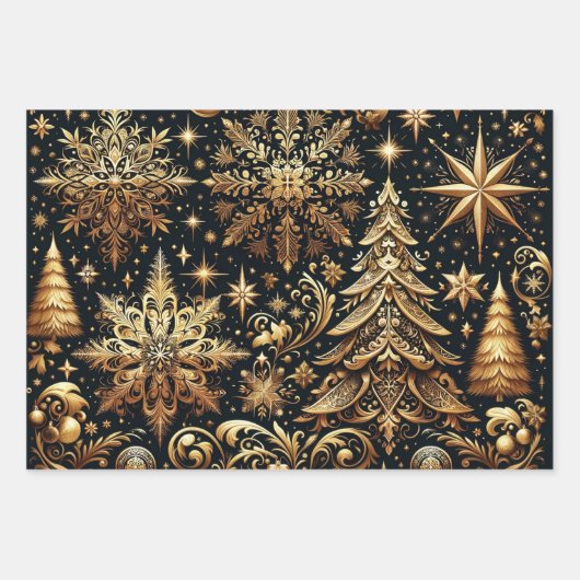 Elegantes Weihnachtswrapping Paper Geschenkpapier Set (Vorderseite)