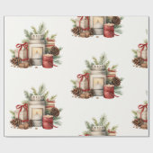 Elegantes Weihnachtswrapping Paper in Rot und Grün Geschenkpapier (Flach)