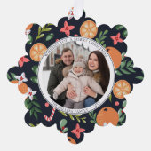 Elegantes Weihnachtszitrus-Foto Ornament Karte (Vorderseite)