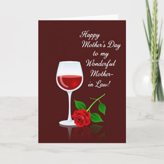 Elegantes Wein Muttertags Design Karte (Vorderseite)