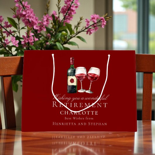 Elegantes Wein-Rententext-Design Große Geschenktüte