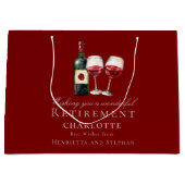 Elegantes Wein-Rententext-Design Große Geschenktüte (Vorderseite)