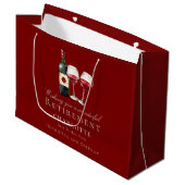 Elegantes Wein-Rententext-Design Große Geschenktüte (Vorderseite Schrägansicht)