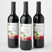 Elegantes Weinetikett Weiß und Rosa Rosen (Flaschen)