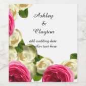 Elegantes Weinetikett Weiß und Rosa Rosen (Einzelnes Label)