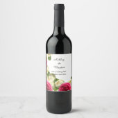 Elegantes Weinetikett Weiß und Rosa Rosen (Vorderseite)