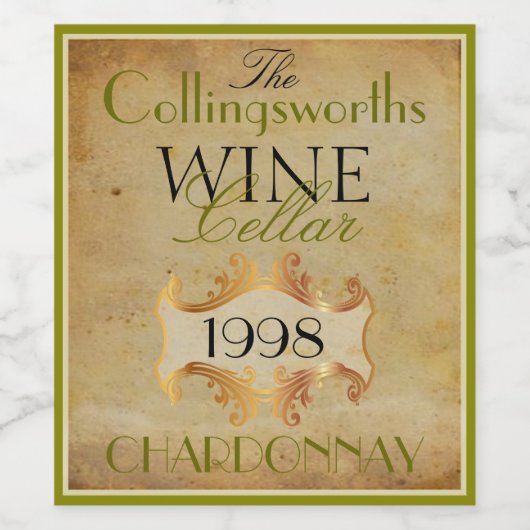 Elegantes Weinflaschen-Etikett Personalisiert Weinetikett (Einzelnes Label)