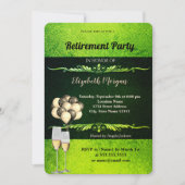 Elegantes Weinglas, Balloons, grüne Pension Einladung (Vorderseite)