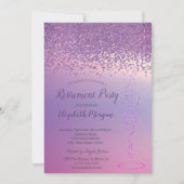 Elegantes Weinglas Lila Diamanten Einladung (Vorderseite)