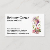 Elegantes Weinglas und Blume Visitenkarte (Vorderseite)