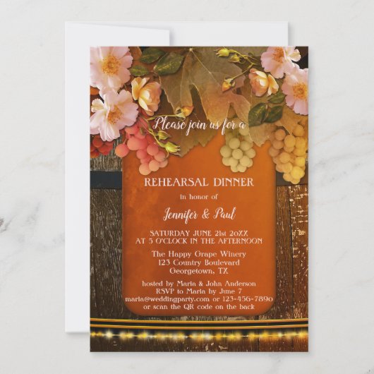 Elegantes Weinkeller oder Weinkeller Probe Abendes Einladung (Vorderseite)