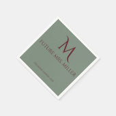 Elegantes Weinrotes Schriftmonogramm Serviette (Ecke)