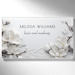 Elegantes Weiß 3D Magnolie Namenschild