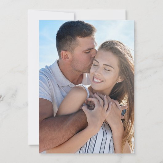 Elegantes Weiß 4 Foto 2 Hochzeit Save The Date (Rückseite)