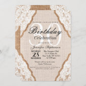 Elegantes Weiß auf Burlap Jute Einladung (Vorne/Hinten)