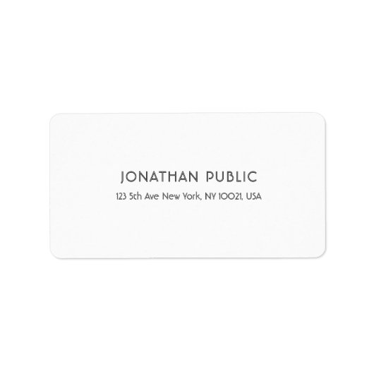 Elegantes Weiß Beruflich Schlicht Modernes Einfach Adressaufkleber (Vorne)