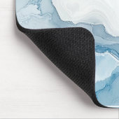 Elegantes Weiß & Blau Marmor Stylischer benutzerde Mousepad (Ecke)