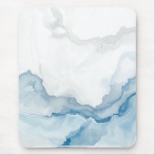 Elegantes Weiß & Blau Marmor Stylischer benutzerde Mousepad (Vorne)