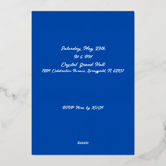 Elegantes Weiß, Blau und Goldfolien-Abschluss Folieneinladung