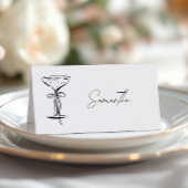 Elegantes Weiß Champagner  Platzkarte