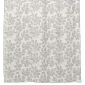 Elegantes Weiß-Creme-Blumenmuster Duschvorhang (Vorderseite)