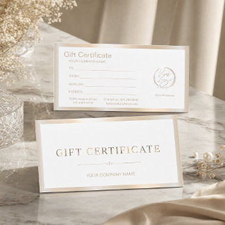 Elegantes Weiß & Faux-Goldfolien-Geschenkgutschein