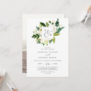 Elegantes Weiß-Foto Hochzeit Einladung