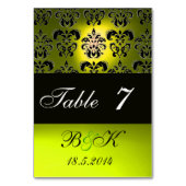 ELEGANTES, WEISS GELBES DAMASK-MONOGRAMM TISCHNUMMER (Rückseite)