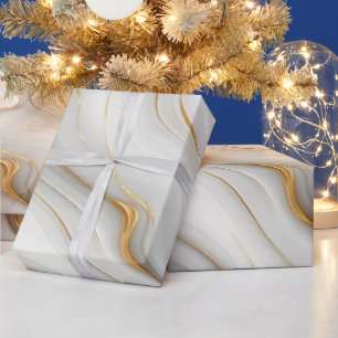 Elegantes Weiß-Grau-Gold-Marmor-Muster-Design Geschenkpapier